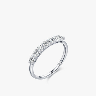 NJ - S925 Sterling Silver Inlaid Row Diamond Ring