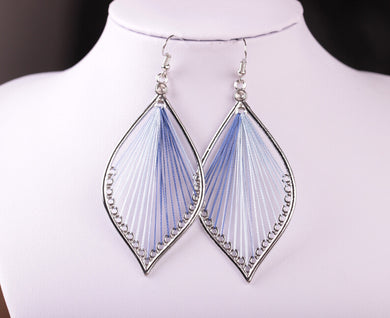 NJ - Leaf Threaded Earrings - Blue or Multi Color