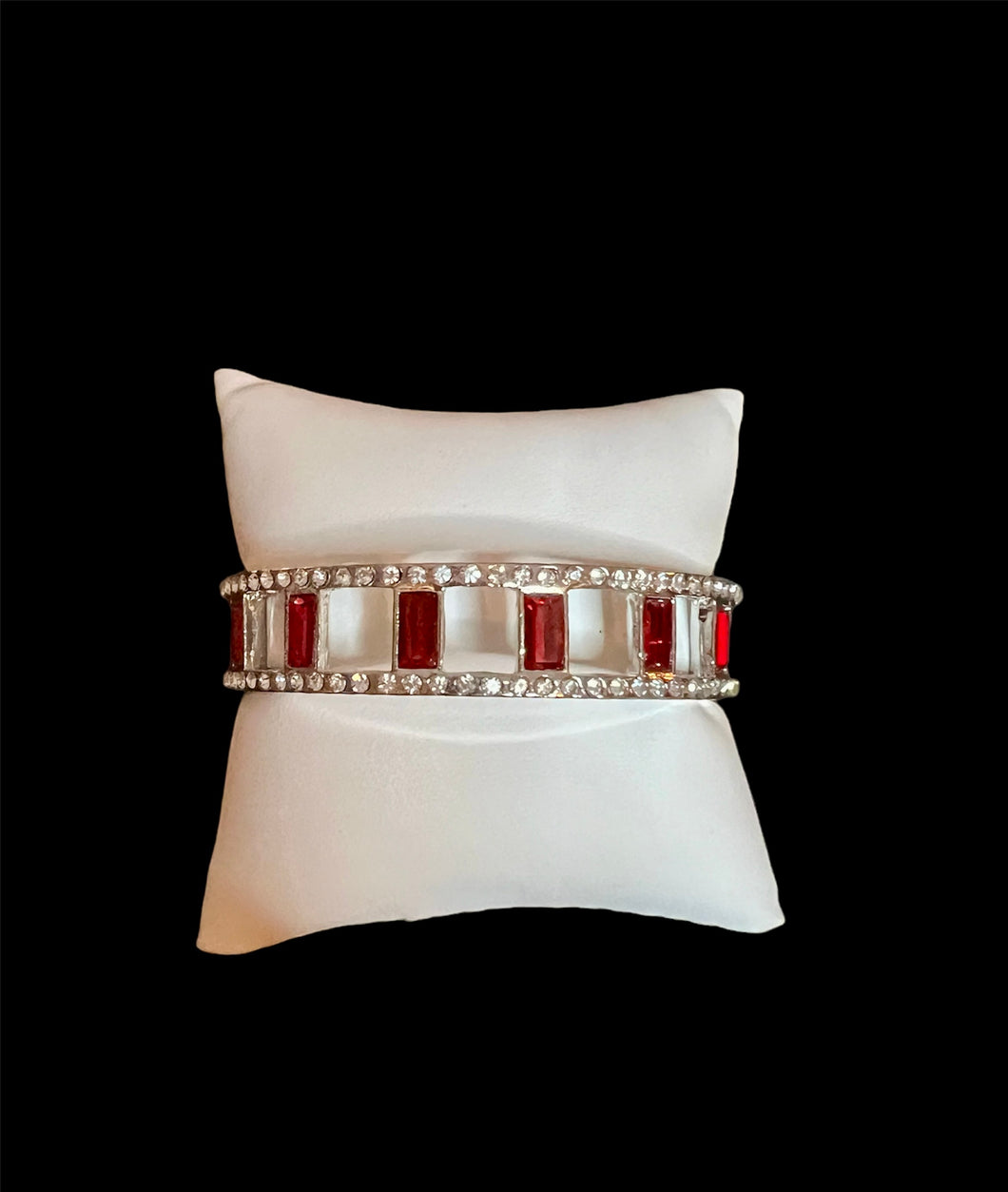 DD - Red & White Rhinestone Cuff Bracelet