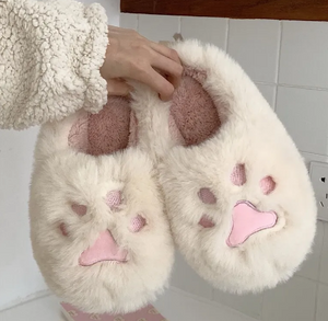 NJ - Paw Print Round Toe Cotton Slippers