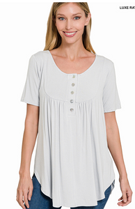 ZEN - Luxe Rayon Dolphin Hem Top - Grey