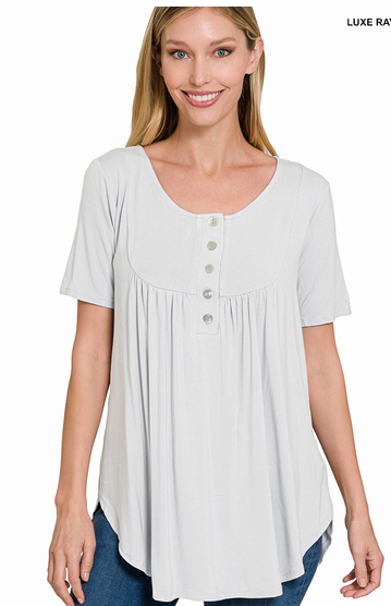 ZEN - Luxe Rayon Dolphin Hem Top - Grey