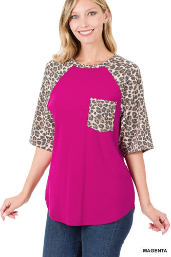 Zen - Leopard Print Raglan Sleeve - Top