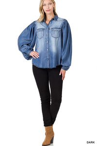 Zen - Chambray Balloon Sleeve Top