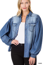 Load image into Gallery viewer, Zen - Chambray Balloon Sleeve Top