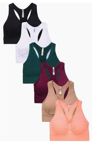 MVB - PLUS Seamless Racerback Sports Bra - Burgundy, Peach, Tan, Teal, White, Black