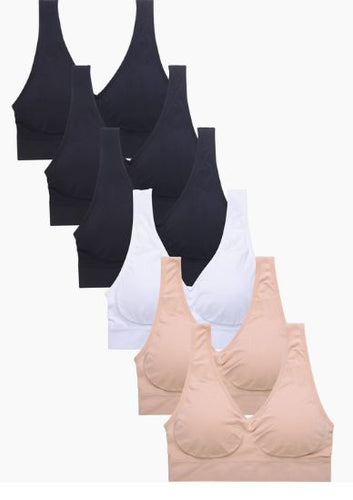 MVB - Seamless Sports Bra - Tan, White, Black