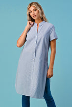 Load image into Gallery viewer, Jay - Long Tunic Top - Blue &amp; White Thin Stripe