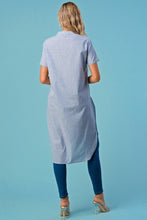 Load image into Gallery viewer, Jay - Long Tunic Top - Blue &amp; White Thin Stripe