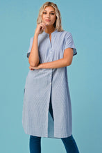 Load image into Gallery viewer, Jay - Long Tunic Top - Blue &amp; White Thin Stripe