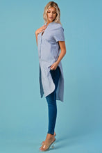 Load image into Gallery viewer, Jay - Long Tunic Top - Blue &amp; White Thin Stripe