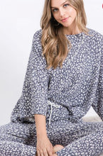 Load image into Gallery viewer, CY - Animal Bell Sleeve Top - (Pants sold sep) Navy/Ivory