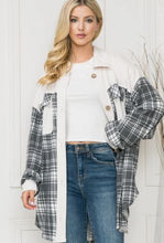 Load image into Gallery viewer, OF - Soft French Terry Plaid Mixed Media Shacket - Black/White