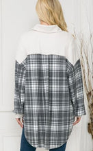 Load image into Gallery viewer, OF - Soft French Terry Plaid Mixed Media Shacket - Black/White