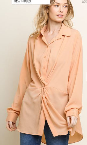 UMG - Button Top with Gathered Front Detail - Peach