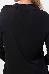 JAY - Mock Cowl Neck Long Sleeve Top - Black