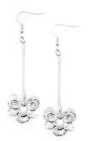 DD - Silver Orchid Flower Earrings