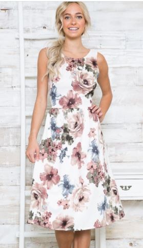 OF - Floral Midi Flare Dress