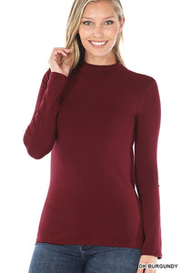 ZEN - Mock Neck Long Sleeve Top - Multi (Burgundy, Rust)