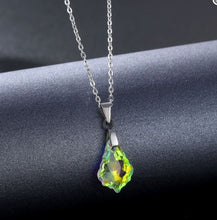 Load image into Gallery viewer, NJ - Crystal Peach Geometric Pendant Stainless Steel Necklace - Purple &amp; AB Multi