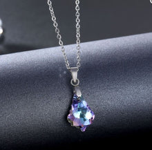 Load image into Gallery viewer, NJ - Crystal Peach Geometric Pendant Stainless Steel Necklace - Purple &amp; AB Multi