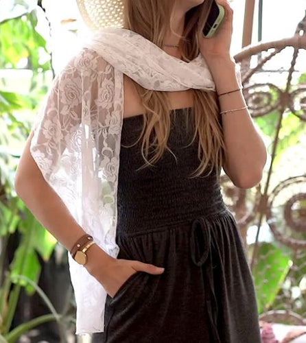 42P - White Lace stole cover-up