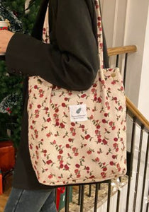 SUP - Large Capacity Snap Corduroy Shoulder Bag - Multiple Options
