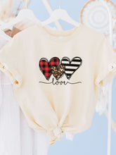 Load image into Gallery viewer, HTA - Plaid Leopard Hearts Graphic Tee - Light Cream
