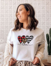 Load image into Gallery viewer, HTA - Plaid Leopard Hearts Graphic Tee - Light Cream