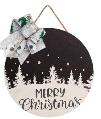 NJ - Christmas Elk Wood Sign - Snow