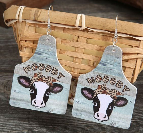 NJ - Mooody Leather Cow Earrings