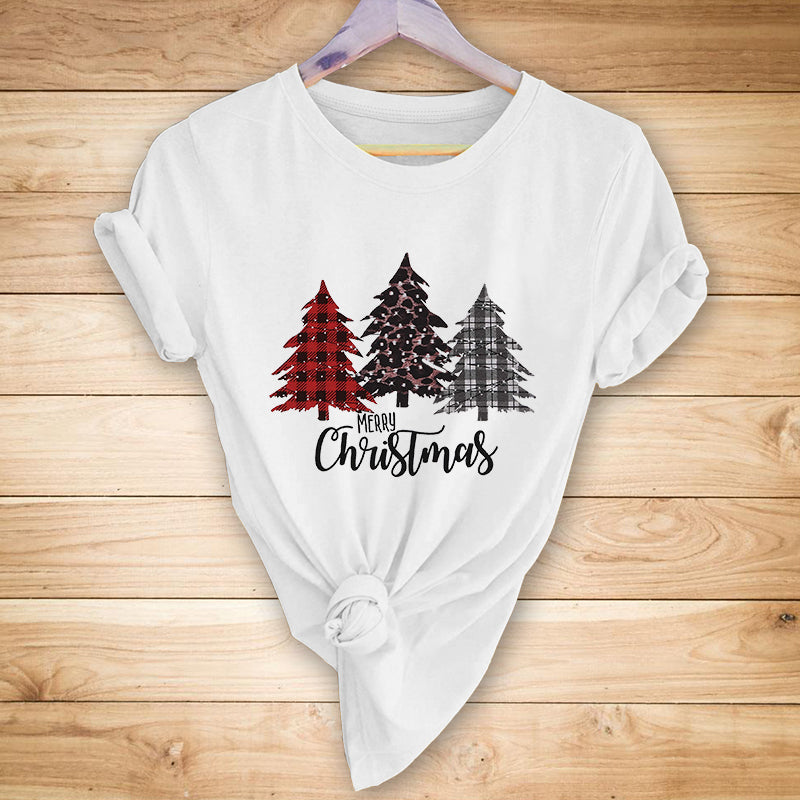 NJ - Christmas Tree Round Neck Short Sleeve T - SIZE UP!