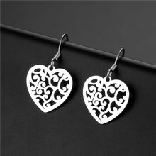 Load image into Gallery viewer, NJ - Hollow Heart Filigree Stainless Steel Earrings