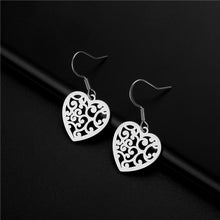 Load image into Gallery viewer, NJ - Hollow Heart Filigree Stainless Steel Earrings