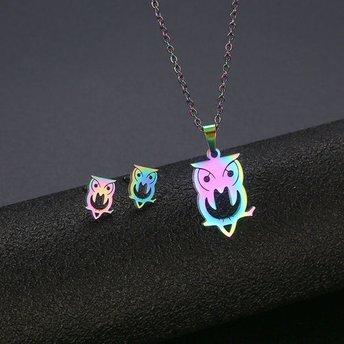 NJ - Stainless Steel Multi Color Owl Set