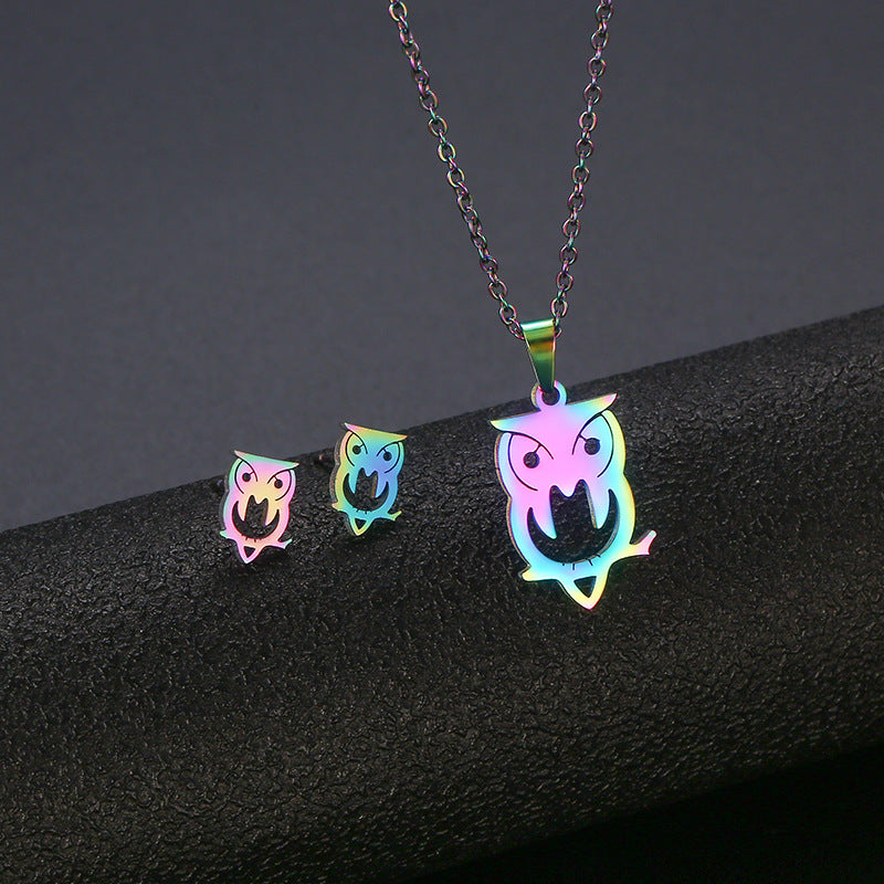 NJ - Stainless Steel Multi Color Owl Set