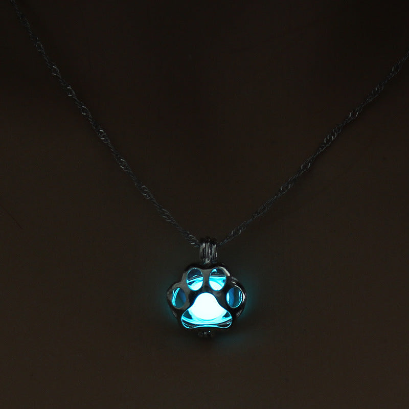 NJ - Illuminating Paw Necklace - (Blue, Lite Blue, Yellow-Green)