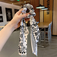 Load image into Gallery viewer, NJ - Bandana Streamer Scrunchies - Red, Black, Blue, White