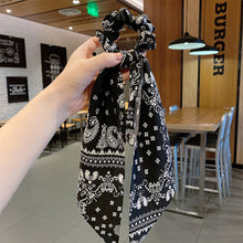 Load image into Gallery viewer, NJ - Bandana Streamer Scrunchies - Red, Black, Blue, White