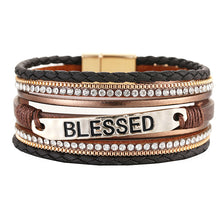 Load image into Gallery viewer, NJ - Leather Multi-Layer Blessed Magnetic Bracelet - Multiple Color Options