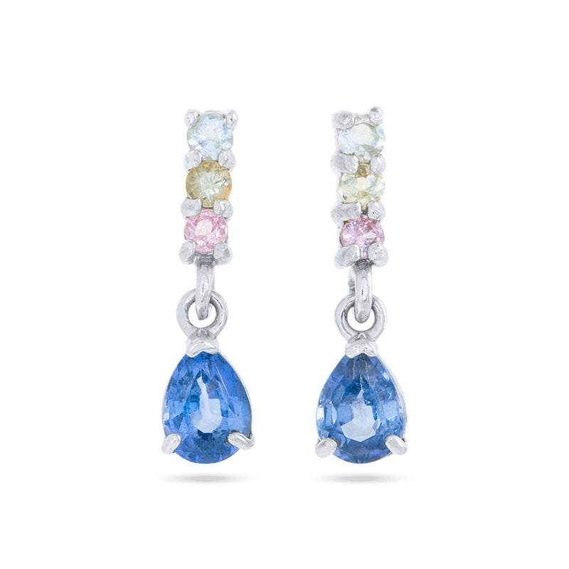 NJ - S925 Teardrop Rhinestone Post Earrings