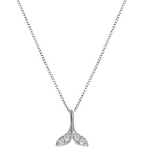 Load image into Gallery viewer, NJ - S925 Whale Tail &amp; White Rhinestone Necklace