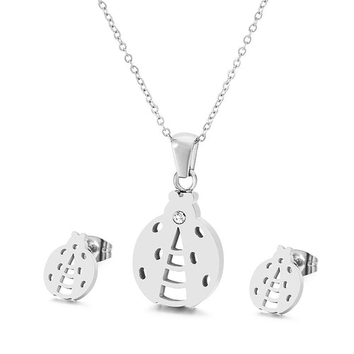 NJ - Titanium Ladybug Necklace & Earring Set