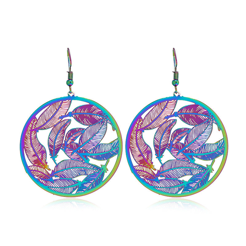 NJ - Colorful Hollow Leaf Earring