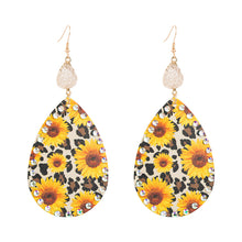 Load image into Gallery viewer, NJ - Retro Daisy Leather Fishhook Earrings