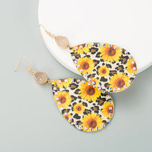 Load image into Gallery viewer, NJ - Retro Daisy Leather Fishhook Earrings