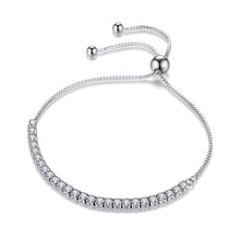 Load image into Gallery viewer, NJ - Elegant White Gold Tennis CZ Pull Bracelet