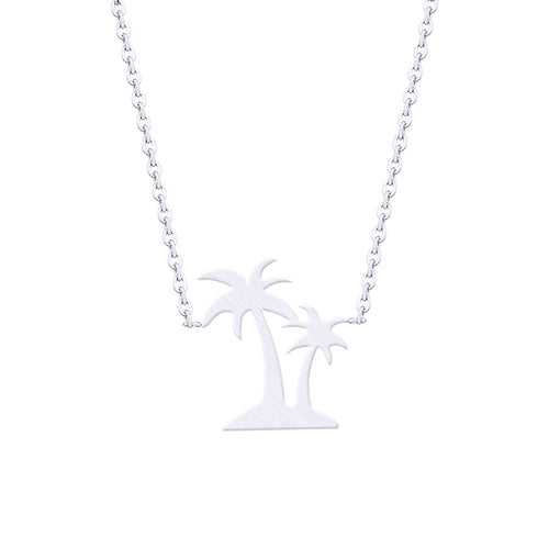 NJ - Palm Tree Short Necklace Stainless Steel