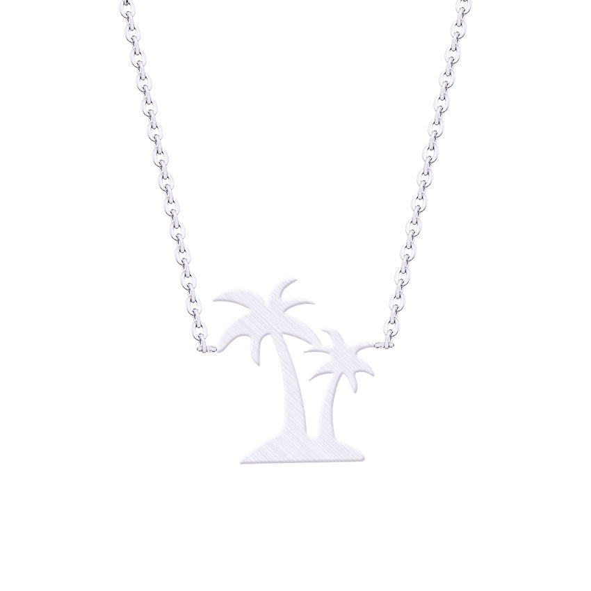 NJ - Palm Tree Short Necklace Stainless Steel