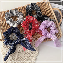 Load image into Gallery viewer, NJ - Ribbon Scrunchies - Bandana (Red, Blue, Black, White)